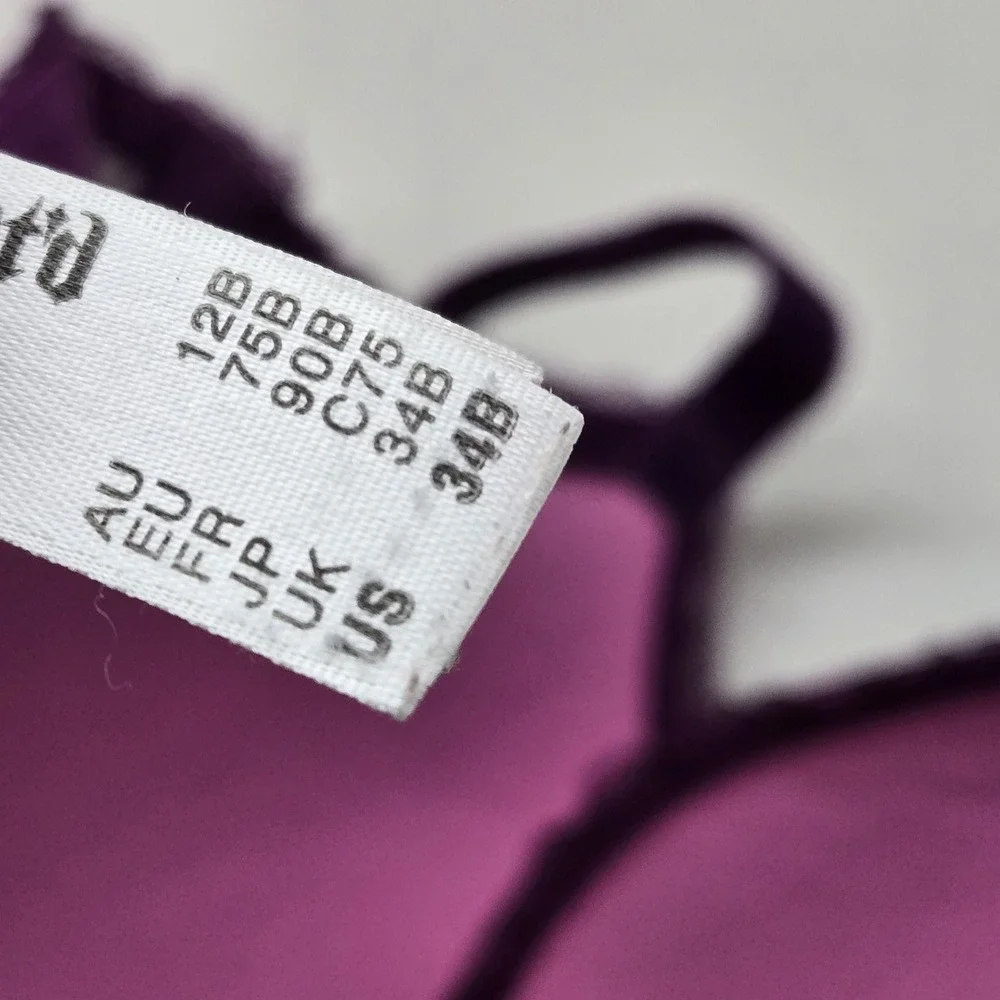 Btempt'd Women Bra 34B Purple Striped T Shirt Underwired Lace Mesh‎